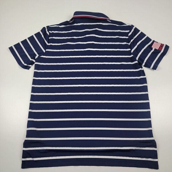 Ralph Lauren RLX USA Sz Large Blue Red Striped Performance Golf Polo Shirt Mens - Picture 3 of 9